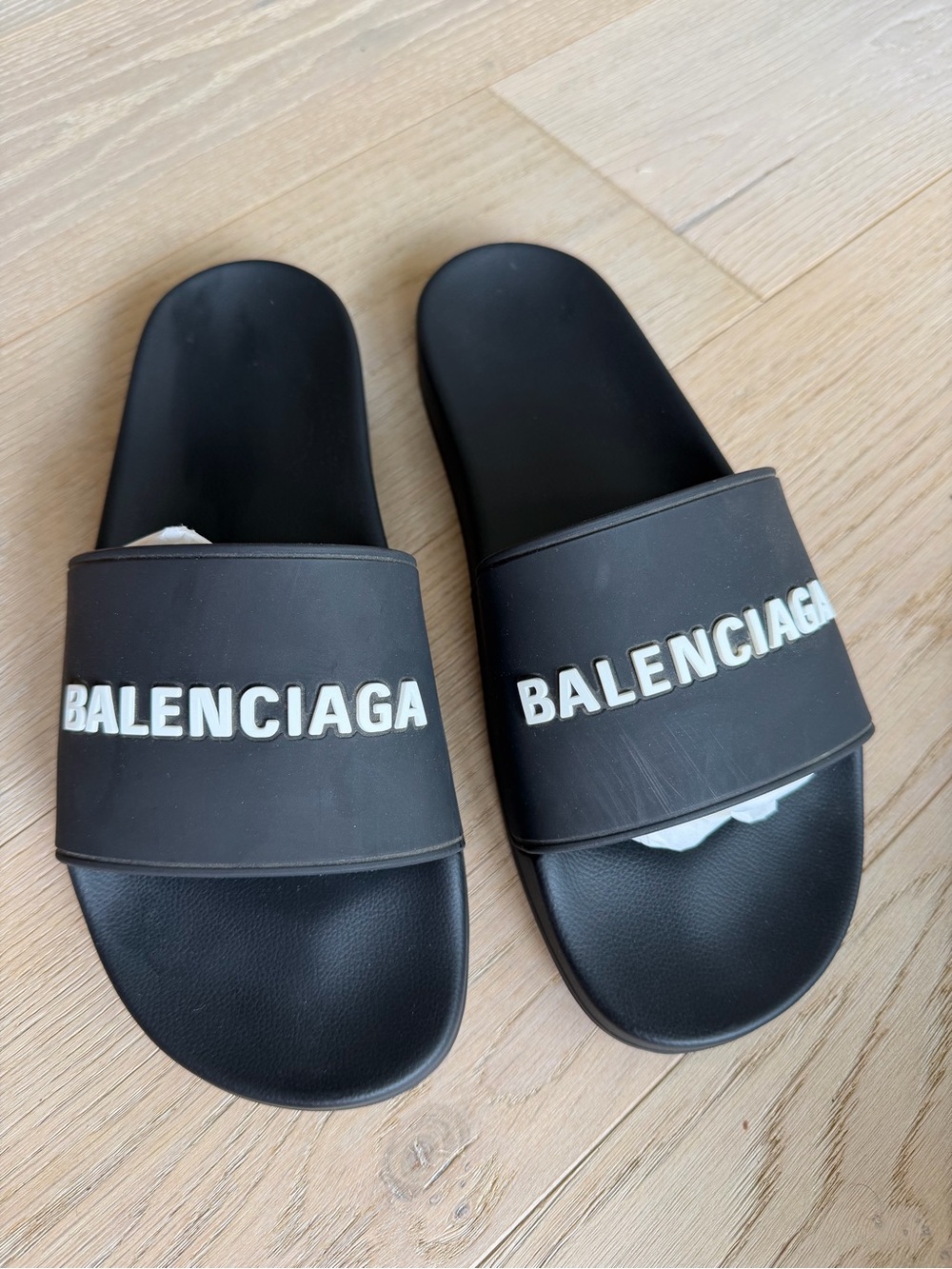 Balenciaga Black Logo Pool Slides